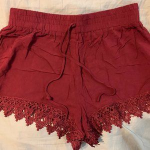 Ambience Apparel wine colored women's rayon shorts M